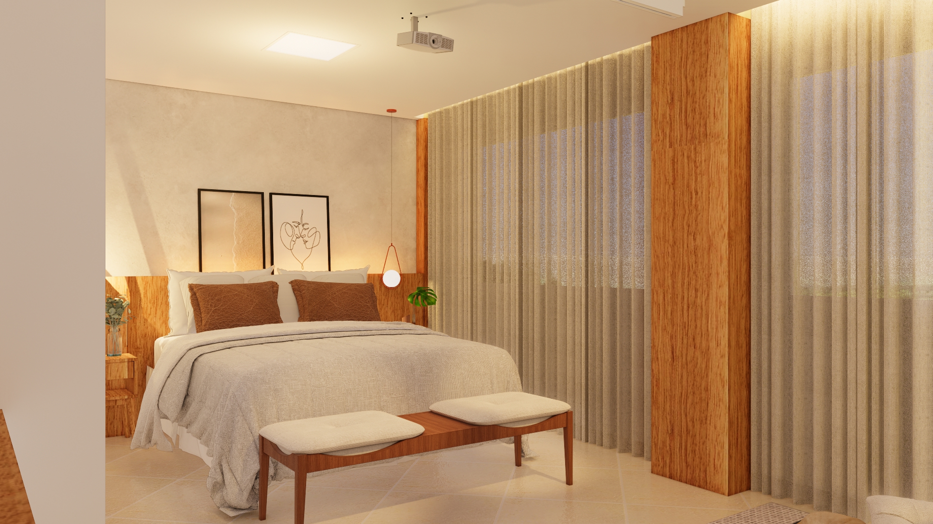 Quarto casal - Design de Interiores - Sorocaba
